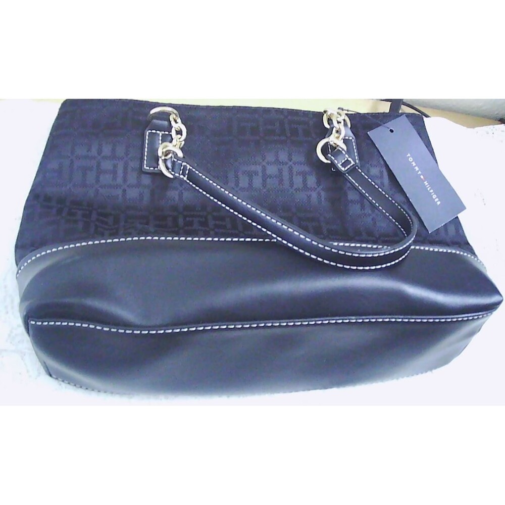 NWT Tommy Hilfiger Shopper Purse 6941871 990 Monogram Black 12x9x4